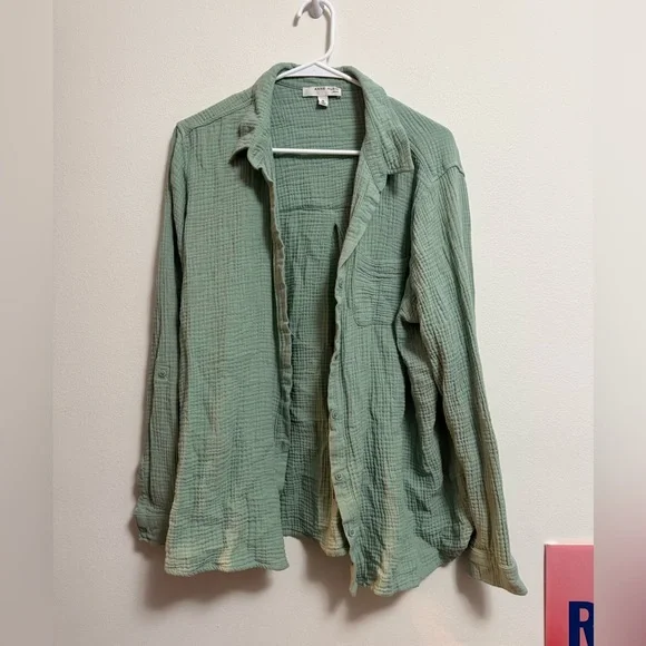 Anne Klein - Women’s Sage Green Gauze Botton Down Shirt - Size XL - Picture 1 of 4
